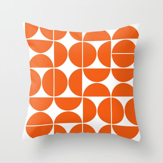 Mid Century Modern Geometric 04 Orange Throw Pillow Gallery Image 2