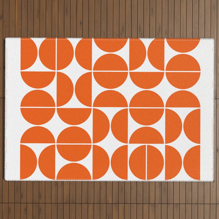 Mid Century Modern Geometric 04 Orange Outdoor Rug Gallery Image 4