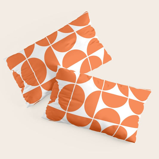Mid Century Modern Geometric 04 Orange Pillow Sham Gallery Image 2
