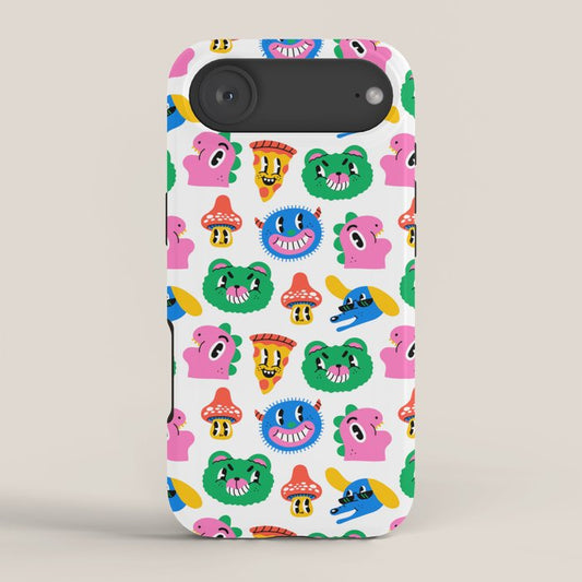 Funny retro cartoon character mascot pattern iPhone Case Gallery Image 2