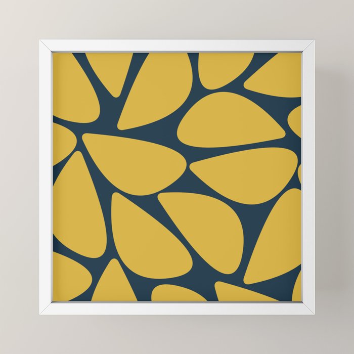 Riverbed Stones Minimalist Abstract Pattern in Light Mustard Yellow and Navy Blue Mini Art Print Gallery Image 4