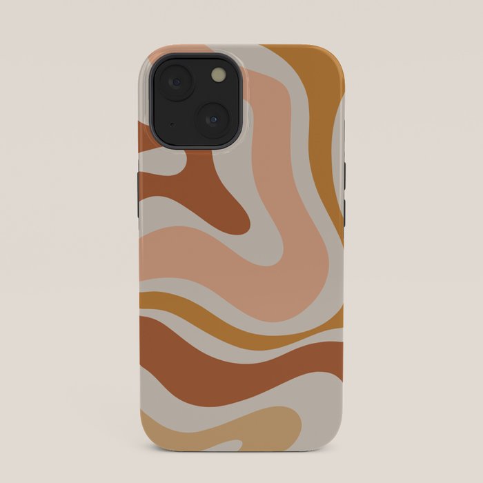 Modern Retro Liquid Swirl Abstract Square in Terracotta Earth Tones iPhone Case Gallery Image 33