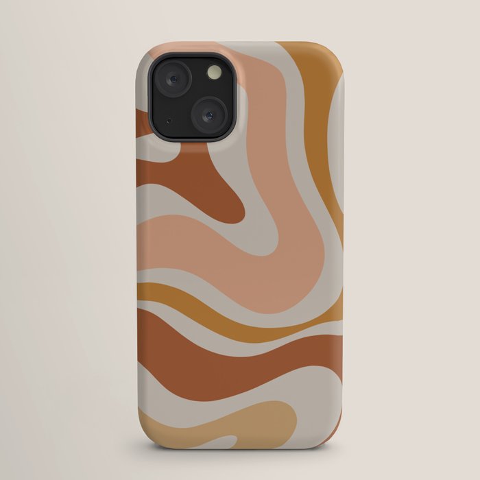 Modern Retro Liquid Swirl Abstract Square in Terracotta Earth Tones iPhone Case Gallery Image 17