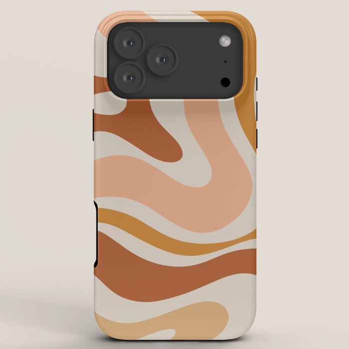 Modern Retro Liquid Swirl Abstract Square in Terracotta Earth Tones iPhone Case Gallery Image 8