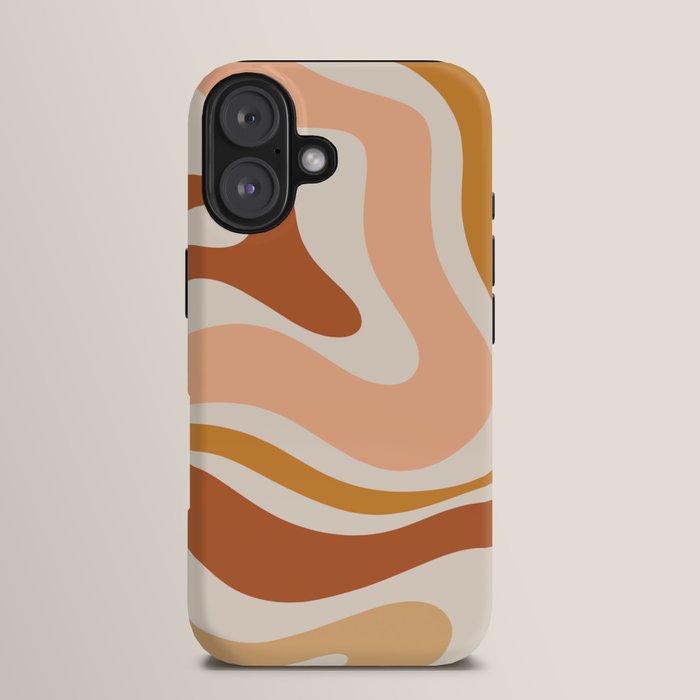 Modern Retro Liquid Swirl Abstract Square in Terracotta Earth Tones iPhone Case Gallery Image 13