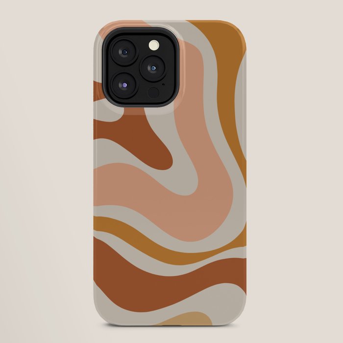 Modern Retro Liquid Swirl Abstract Square in Terracotta Earth Tones iPhone Case Gallery Image 28