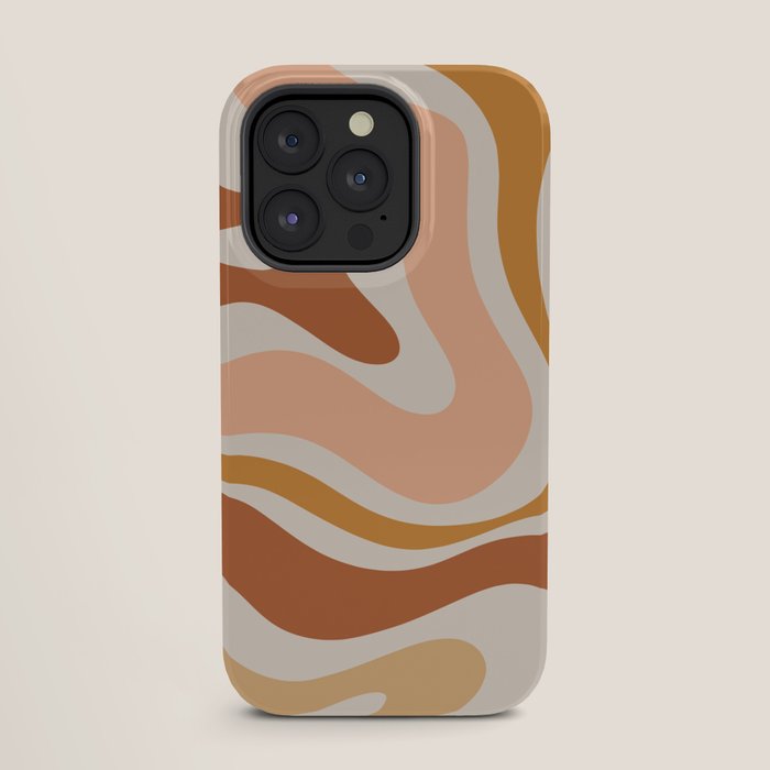 Modern Retro Liquid Swirl Abstract Square in Terracotta Earth Tones iPhone Case Gallery Image 27