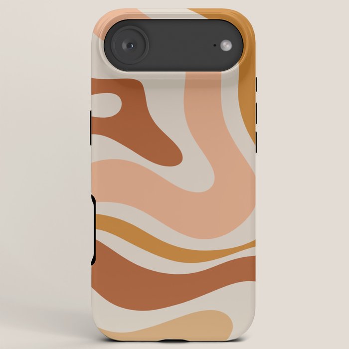 Modern Retro Liquid Swirl Abstract Square in Terracotta Earth Tones iPhone Case Gallery Image 6