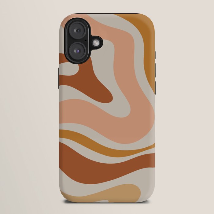 Modern Retro Liquid Swirl Abstract Square in Terracotta Earth Tones iPhone Case Gallery Image 10
