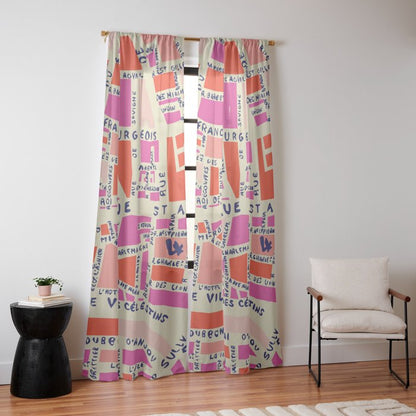 paris map pink Window Curtain Gallery Image 10