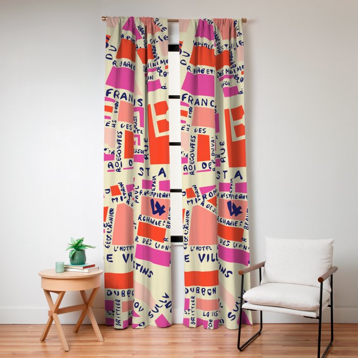 paris map pink Window Curtain Gallery Image 8