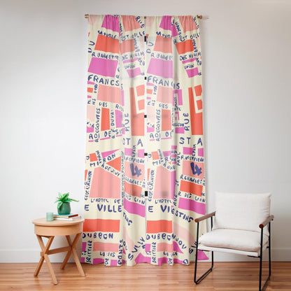 paris map pink Window Curtain Gallery Image 16