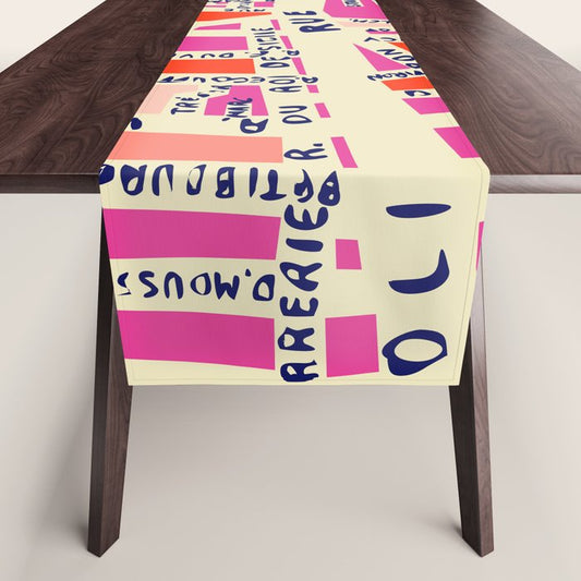 paris map pink Table Runner Gallery Image 1