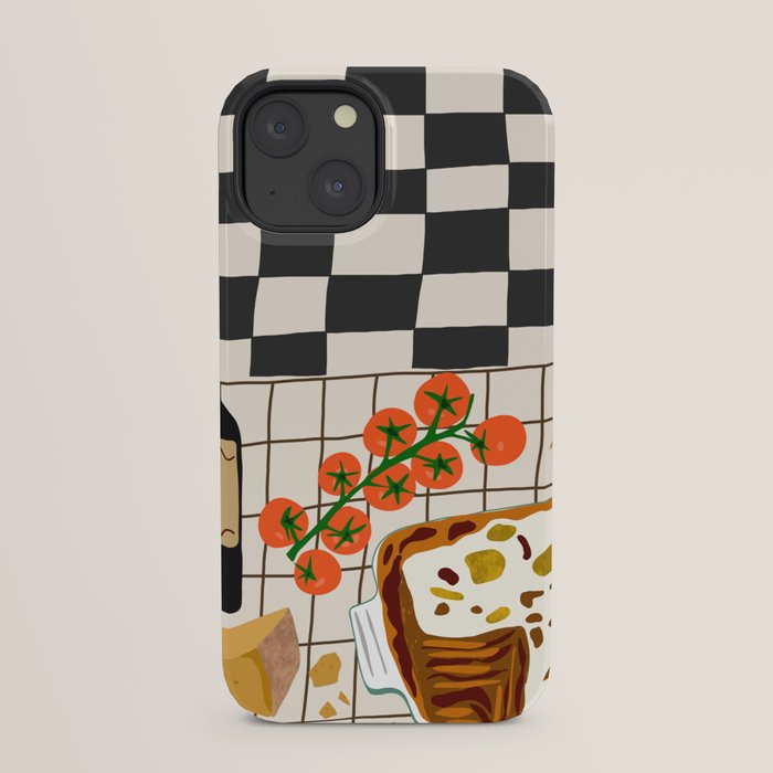 Lasagna parmesan and wne dinner - homemade meal illustration iPhone Case Gallery Image 29