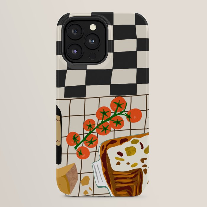 Lasagna parmesan and wne dinner - homemade meal illustration iPhone Case Gallery Image 24