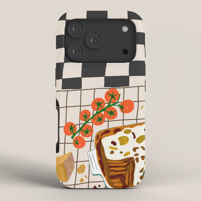 Lasagna parmesan and wne dinner - homemade meal illustration iPhone Case Gallery Image 3