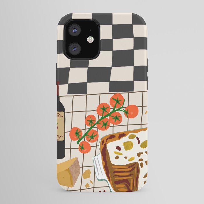 Lasagna parmesan and wne dinner - homemade meal illustration iPhone Case Gallery Image 41