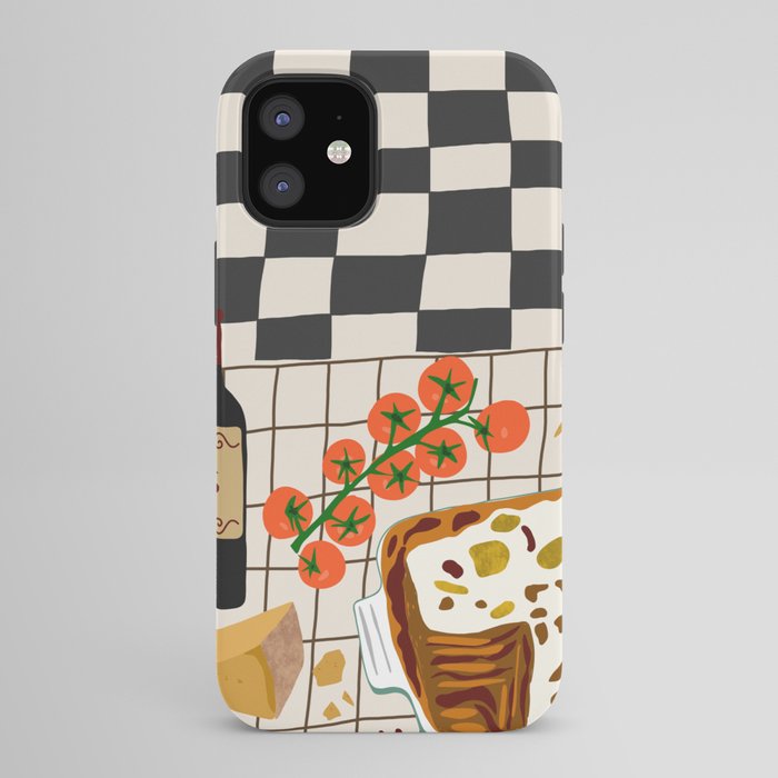 Lasagna parmesan and wne dinner - homemade meal illustration iPhone Case Gallery Image 42