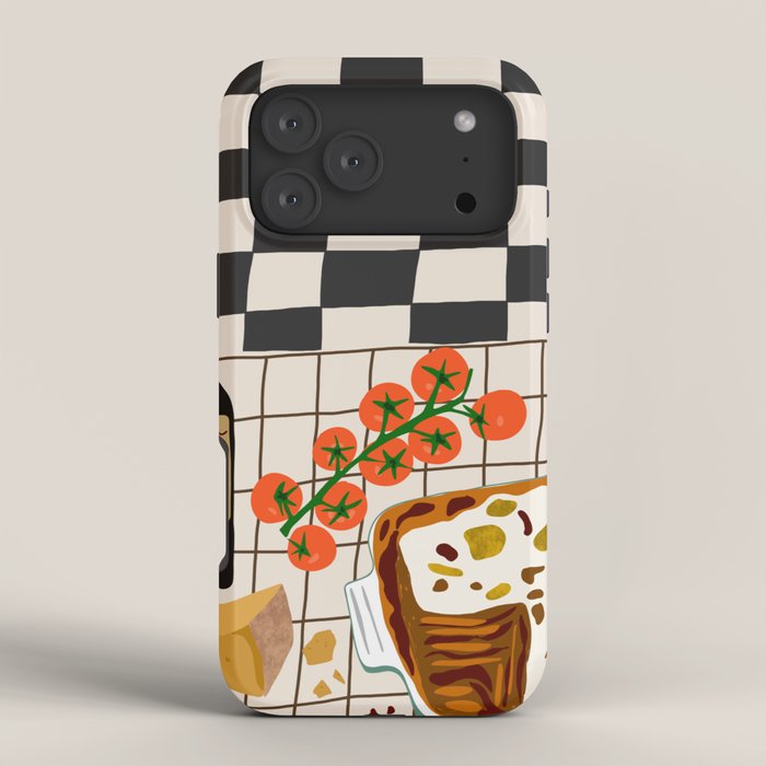 Lasagna parmesan and wne dinner - homemade meal illustration iPhone Case Gallery Image 4