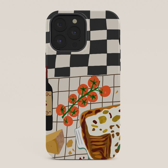 Lasagna parmesan and wne dinner - homemade meal illustration iPhone Case Gallery Image 36