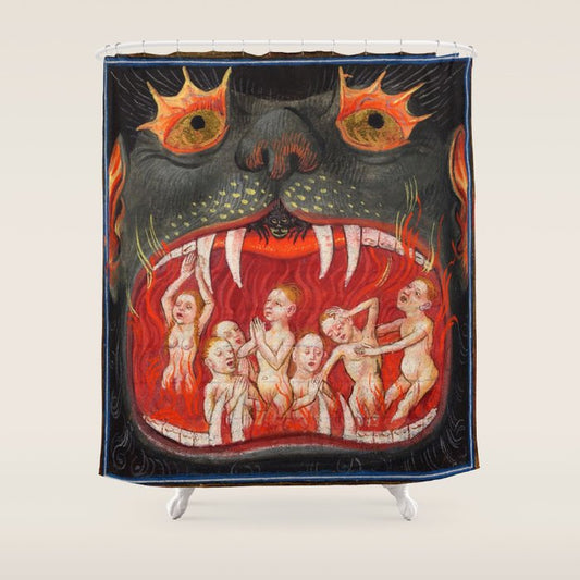 The mouth of Hell medieval art Shower Curtain Gallery Image 1