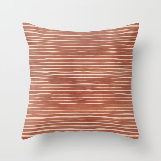 Nomad Terracotta Stripes Throw Pillow Gallery Image 2