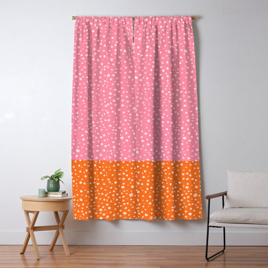 Pink and Orange Painted Smudge Dots Minimalist Color Block Window Curtain Gallery Image 1