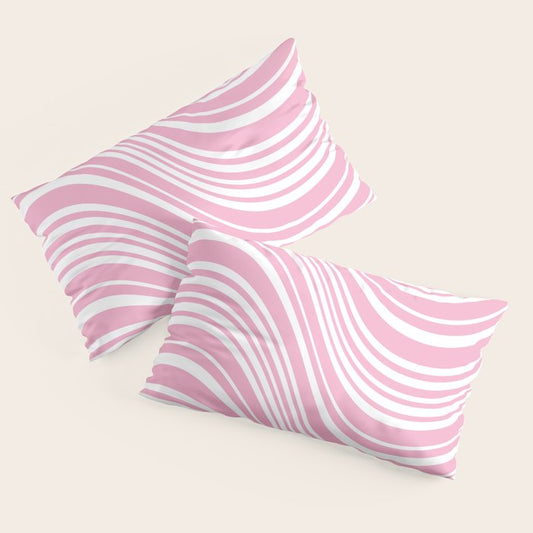 Wavy Stripes XXXI - Pastel Pink Pillow Sham Gallery Image 2