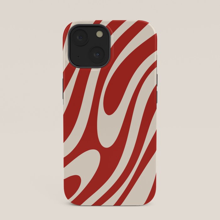 Wavy Loops Retro Abstract Pattern Red and Almond Cream iPhone Case Gallery Image 33