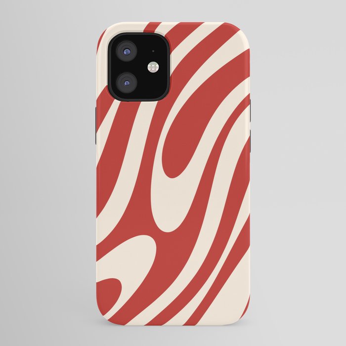 Wavy Loops Retro Abstract Pattern Red and Almond Cream iPhone Case Gallery Image 41
