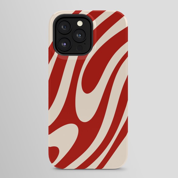 Wavy Loops Retro Abstract Pattern Red and Almond Cream iPhone Case Gallery Image 24