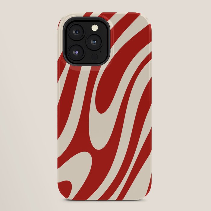 Wavy Loops Retro Abstract Pattern Red and Almond Cream iPhone Case Gallery Image 28