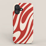 Wavy Loops Retro Abstract Pattern Red and Almond Cream iPhone Case Gallery Image 1