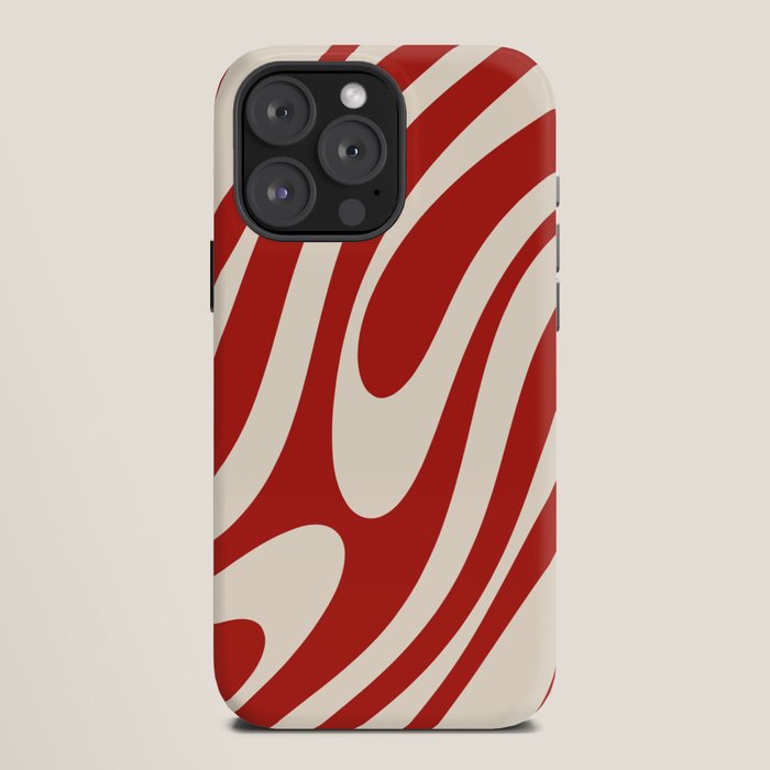 Wavy Loops Retro Abstract Pattern Red and Almond Cream iPhone Case Gallery Image 12