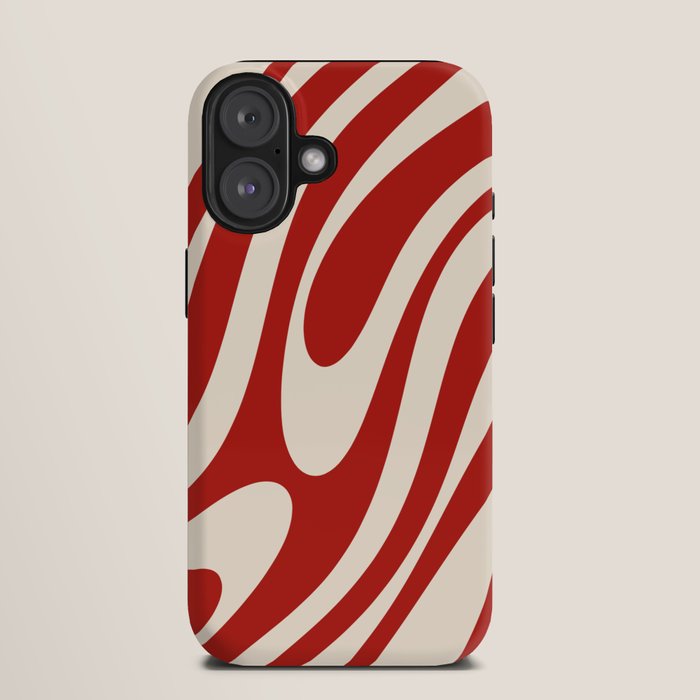 Wavy Loops Retro Abstract Pattern Red and Almond Cream iPhone Case Gallery Image 9
