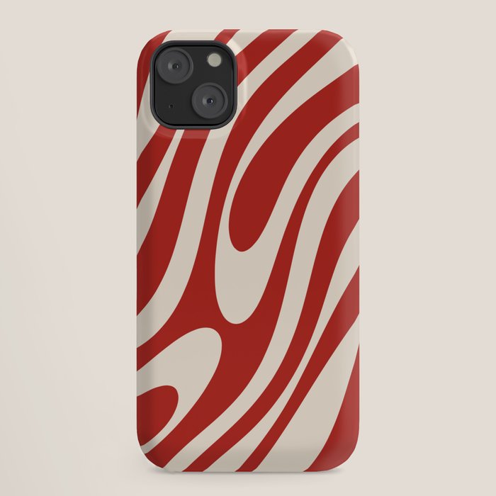 Wavy Loops Retro Abstract Pattern Red and Almond Cream iPhone Case Gallery Image 18