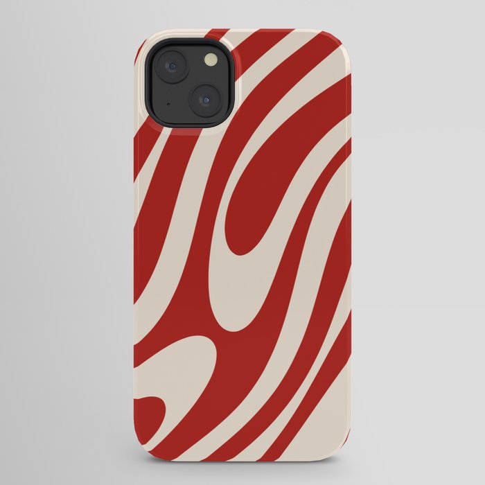 Wavy Loops Retro Abstract Pattern Red and Almond Cream iPhone Case Gallery Image 30