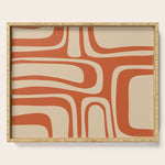 Palm Springs - Midcentury Modern Retro Pattern in Mid Mod Beige and Burnt Orange Serving Tray Gallery Image 1