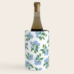 Hydrangea blue flowers, botanicals, blue and white floral Wine Chiller Gallery Image 1