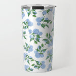 Hydrangea blue flowers, botanicals, blue and white floral Travel Mug Gallery Image 1