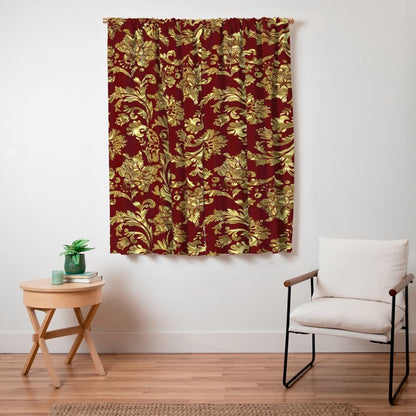 Red & Gold Floral Damasks Pattern Window Curtain Gallery Image 7