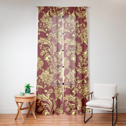 Red & Gold Floral Damasks Pattern Window Curtain Gallery Image 16