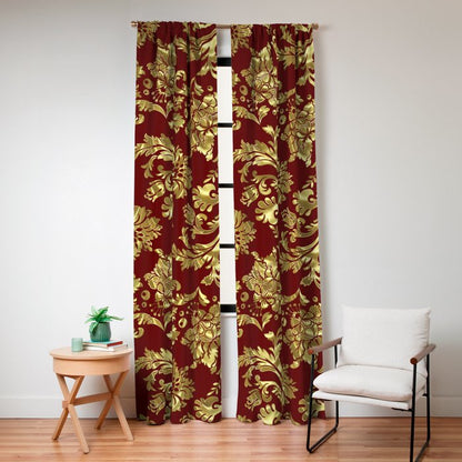 Red & Gold Floral Damasks Pattern Window Curtain Gallery Image 8