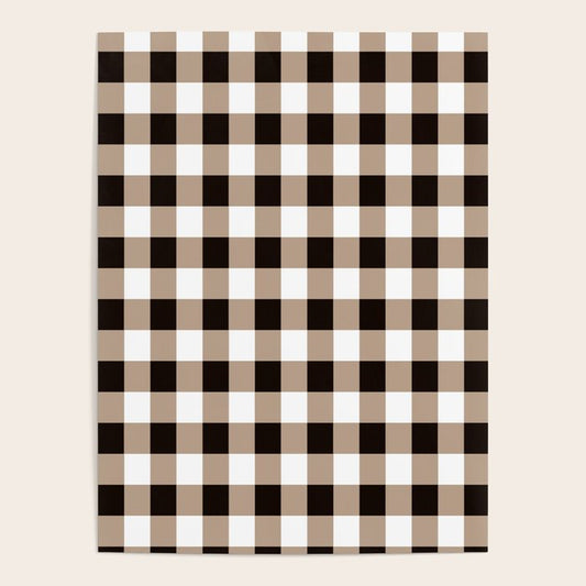 Gingham Large Tan Black White Poster Gallery Image 2