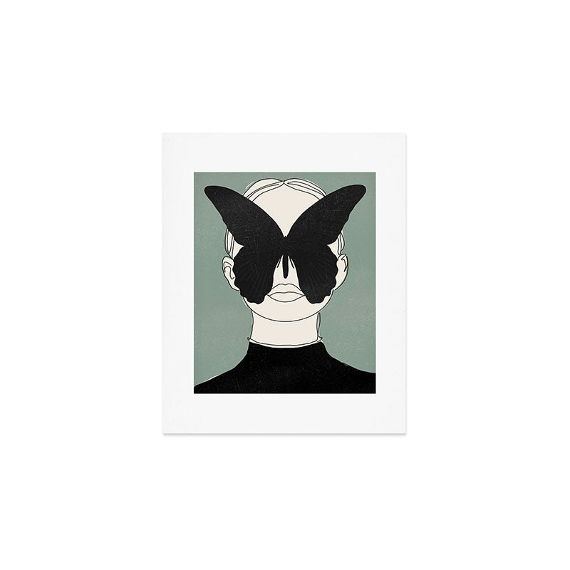 BLACK BUTTERFLY Line Drawing Art Print Gallery Image 1