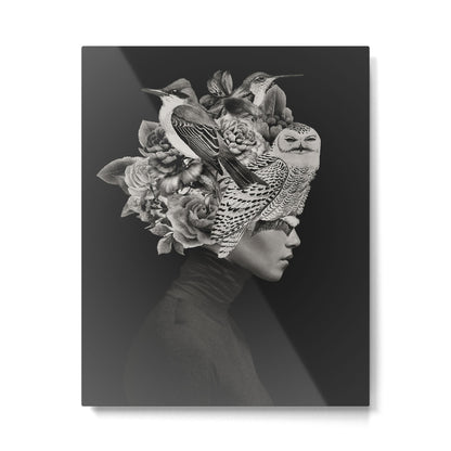 Lady with Birds(portrait) Metal Print Gallery Image 2