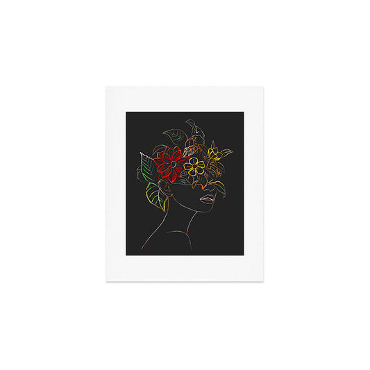 woman with flowers 8 Line Art Art Print Gallery Image 1