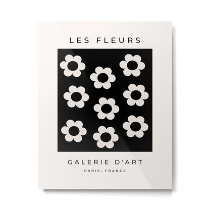 Les Fleurs | 02 - Flower Print Black And White Retro Flowers Wall Art Modern Decor Abstract Metal Print Gallery Image 4
