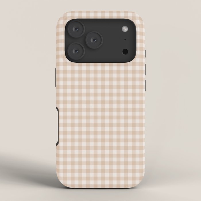 Gingham Plaid Pattern - Warm Neutral Tan iPhone Case Gallery Image 3