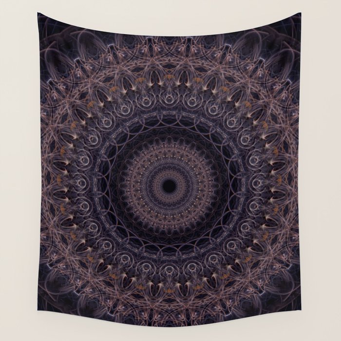 Mandala in cherry and plum tones Wall Tapestry Gallery Image 1
